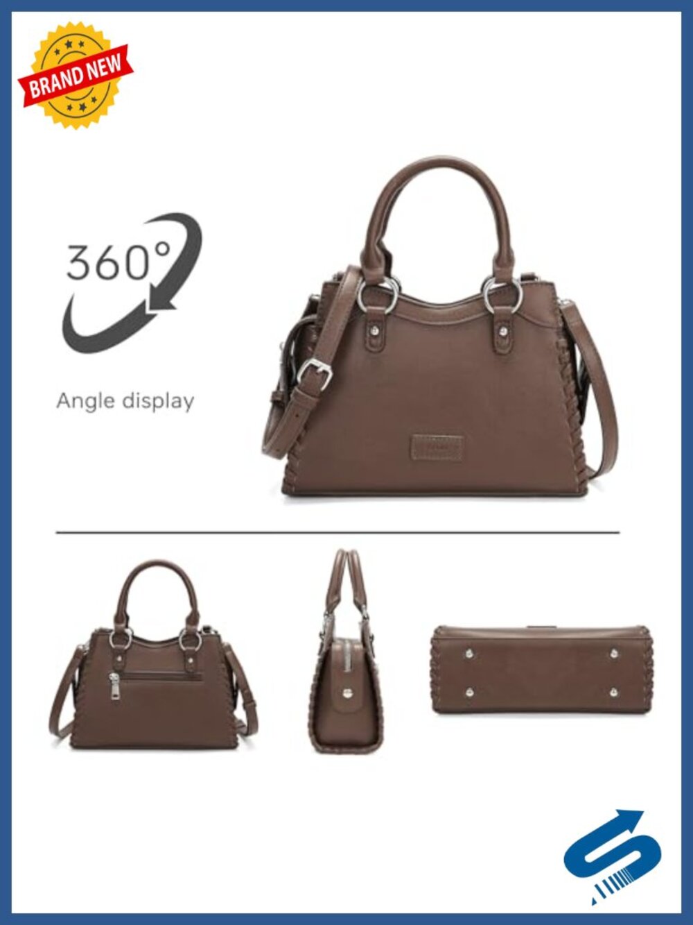 GEMIU Vegan Leather Woven Crossbody Purse with Braided Trim & Detachable Strap - Picture 6 of 6